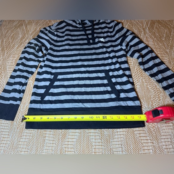 Express Lightweight Sweatshirt w/Hood,Black & Gray,Striped, Men's Size Small - Picture 4 of 10